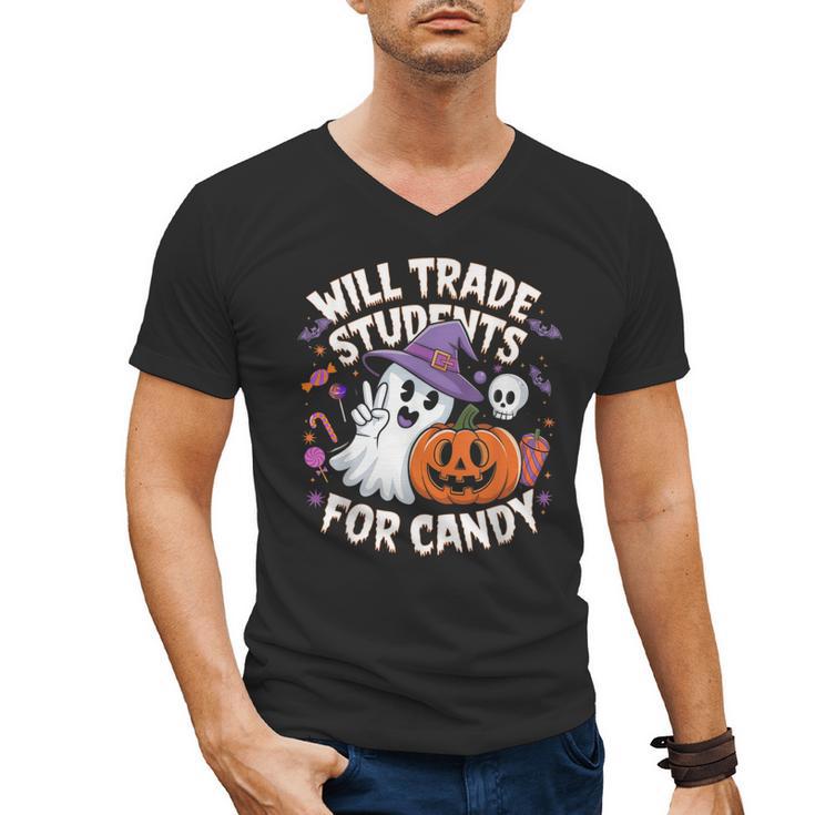 Will Trade Students For Candy Halloween Teacher Men's V-Neck T-Shirt