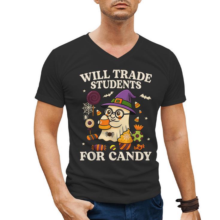 Will Trade Students For Candy Teacher Ghost Halloween Men's V-Neck T-Shirt, trending gift Will Trade Students For Candy Teacher Ghost Halloween Men's V-Neck T-Shirt, trending gift