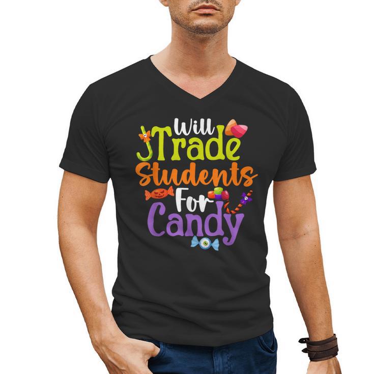 Will Trade Students For Candy Teacher Halloween Costume Men's V-Neck T-Shirt