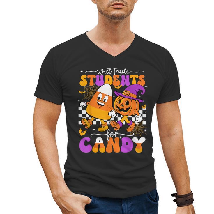 Will Trade Students For Candy Teacher Halloween Men's V-Neck T-Shirt