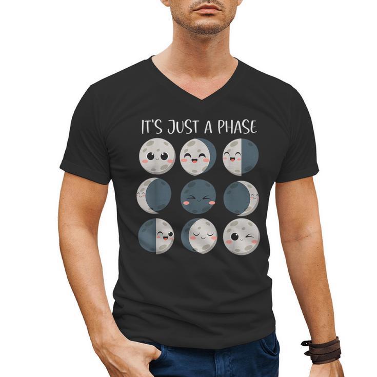 Women Science Teacher Moon Phases Scientist Back To School Men's V-Neck T-Shirt