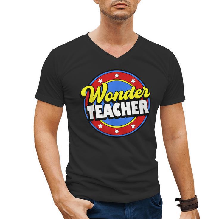Wonder Teacher Super Woman Power Superhero Back To School Men's V-Neck T-Shirt