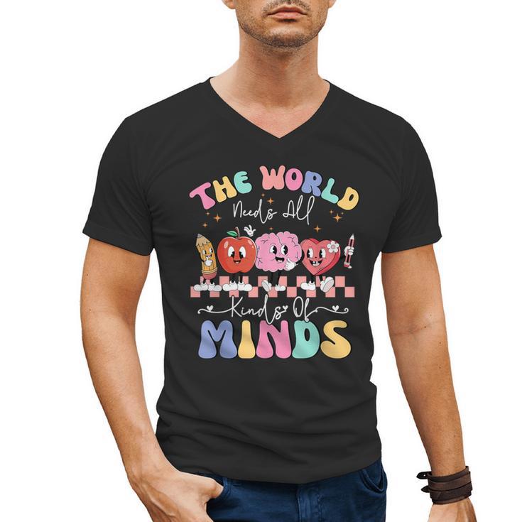 The World Needs All Kinds Of Minds Special Education Teacher Men's V-Neck T-Shirt