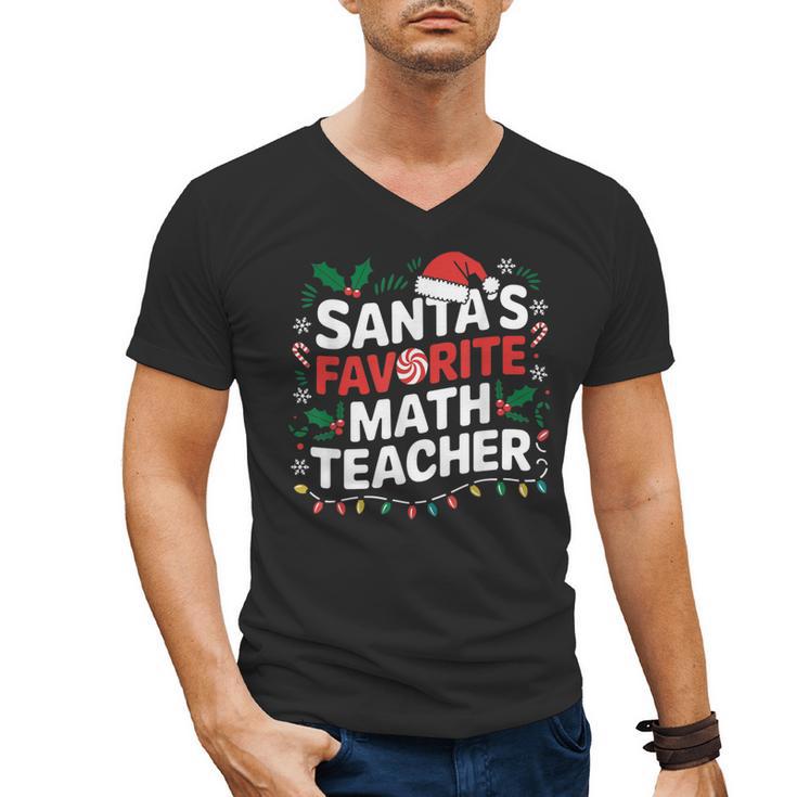 Xmas Lighting Santa's Favorite Math Teacher Christmas Men's V-Neck T-Shirt, trending gift Xmas Lighting Santa's Favorite Math Teacher Christmas Men's V-Neck T-Shirt, trending gift
