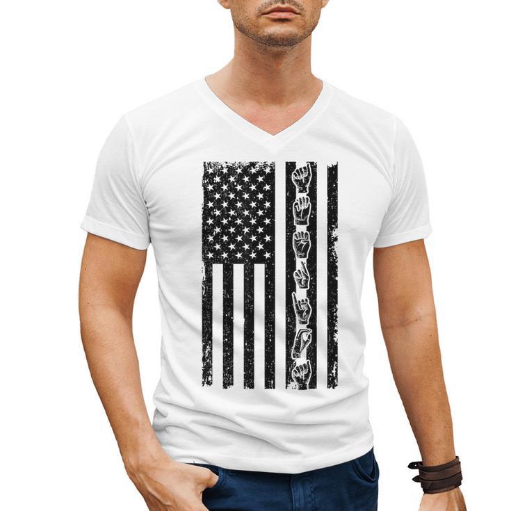 ASL Flag Sign Language Deaf ASL Teacher  For Men Women Men's V-Neck T-Shirt