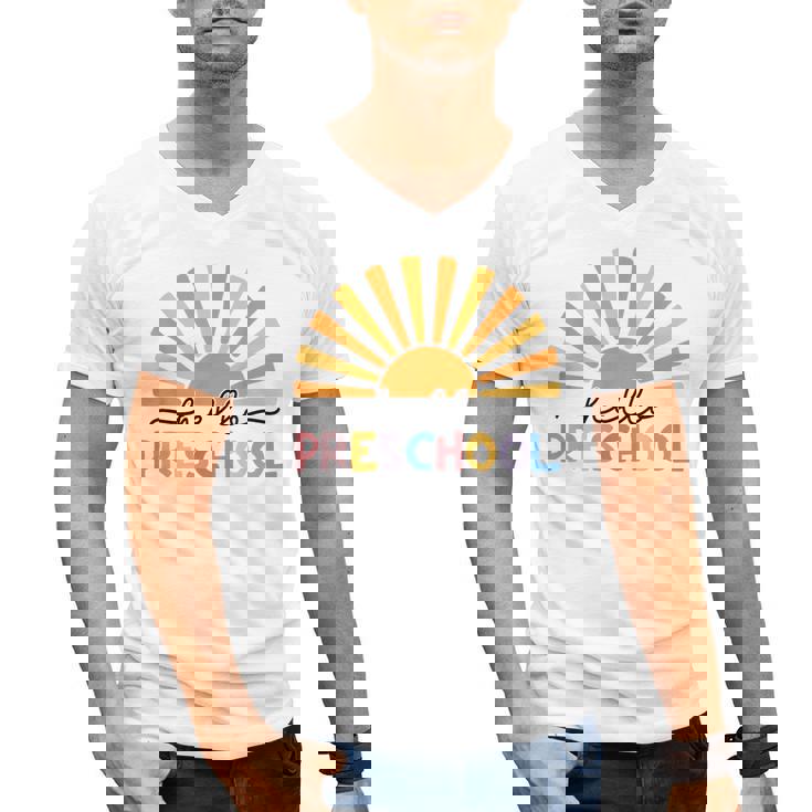 Back To School Hello Preschool For Kids Teacher Women Men&#x27;s V-Neck T-Shirt