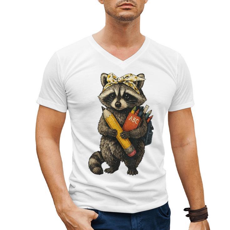 Back To School Raccoon Teachers Student Kids Men's V-Neck T-Shirt