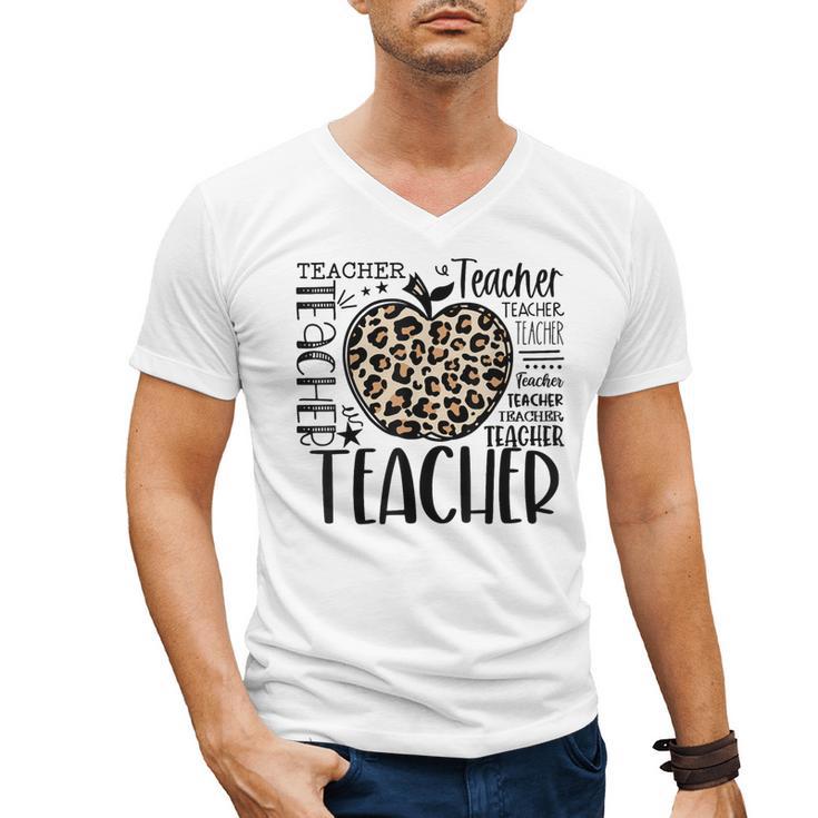 Back To School Teacher Life Apple Leopard Teacher Women Men's V-Neck T-Shirt, trending gift