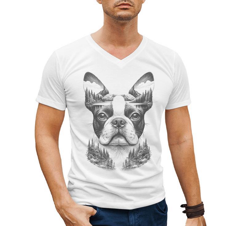 Boston Terrier Dog Bostie Nature Memorial Idea Men Women Men's V-Neck T-Shirt