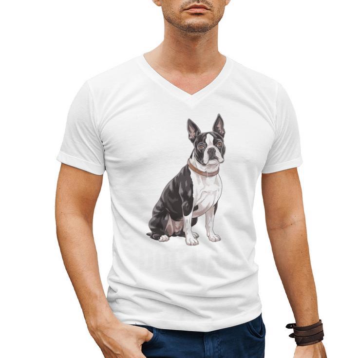 Boston Terrier Dog Dad Boston Terrier Dog Lovers Men's V-Neck T-Shirt