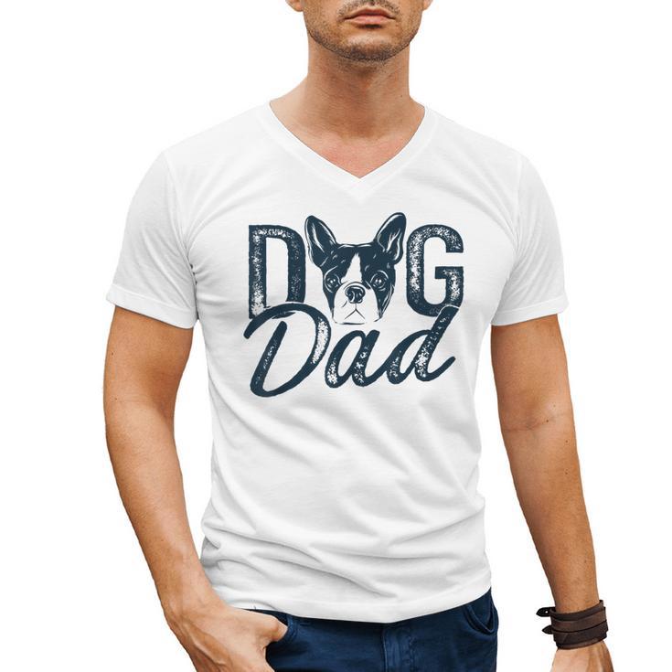 Boston Terrier Dog Dad Men's V-Neck T-Shirt