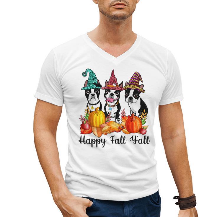 Boston Terrier Dog Lover Fall Ya'Ll Halloween Costume Men Women Men's V-Neck T-Shirt