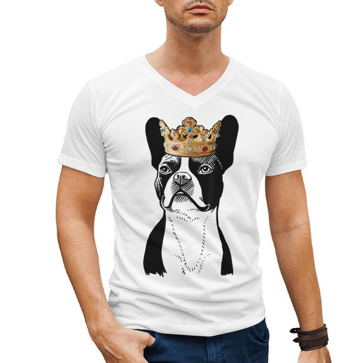 Boston Terrier Dog Wearing Crown For Men Women Girls Kids Men's V-Neck T-Shirt