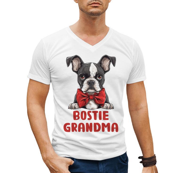Boston Terrier Grandma Dog Lovers Puppy Bostie Owner Men's V-Neck T-Shirt