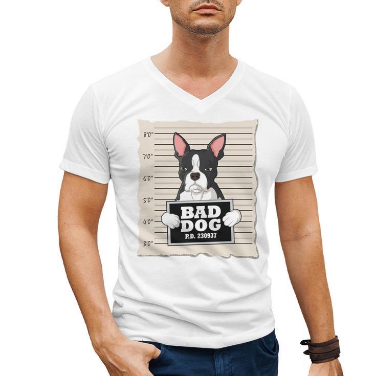 Boston Terrier Mug Shot Guilty Dog Men's V-Neck T-Shirt