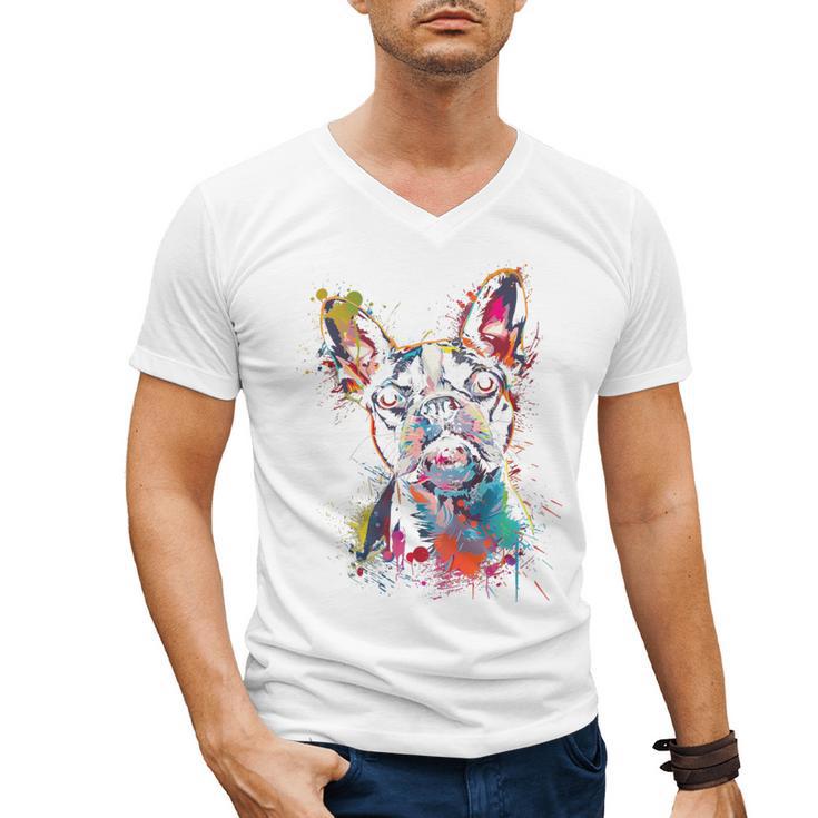Boston Terrier Splash Men's V-Neck T-Shirt