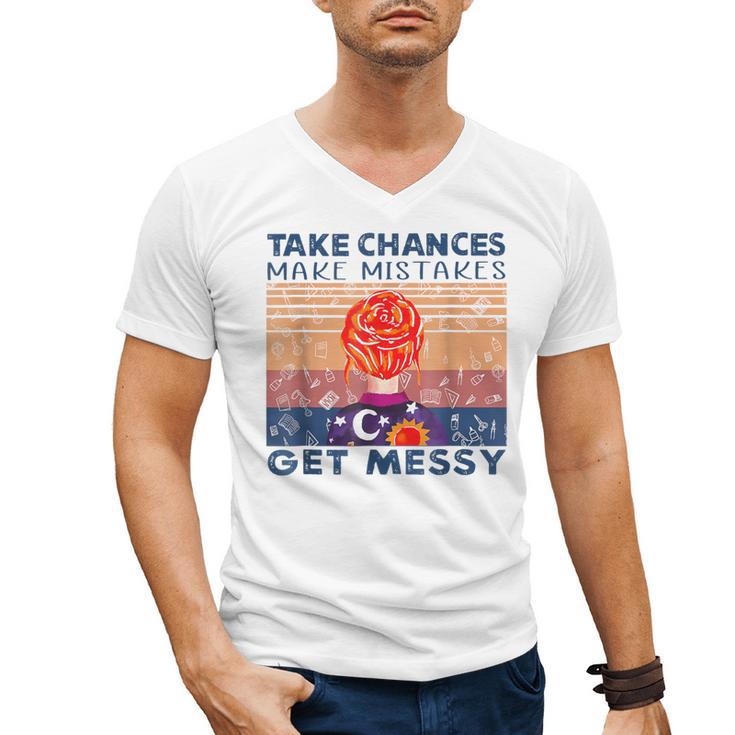 Take Chances Make Mistakes Get Messy Vintage Teacher Life Men's V-Neck T-Shirt, trending gift Take Chances Make Mistakes Get Messy Vintage Teacher Life Men's V-Neck T-Shirt, trending gift