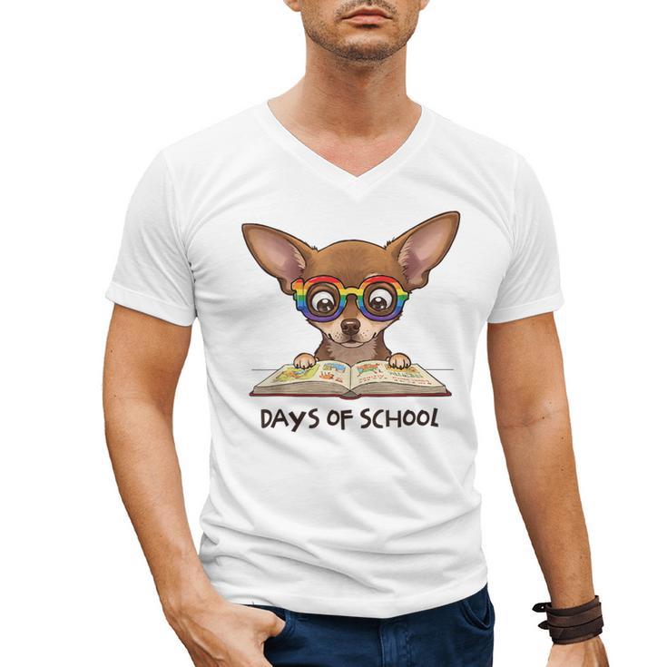 Chihuahua 100 Days Of School Rainbow Glasses Teacher Men's V-Neck T-Shirt