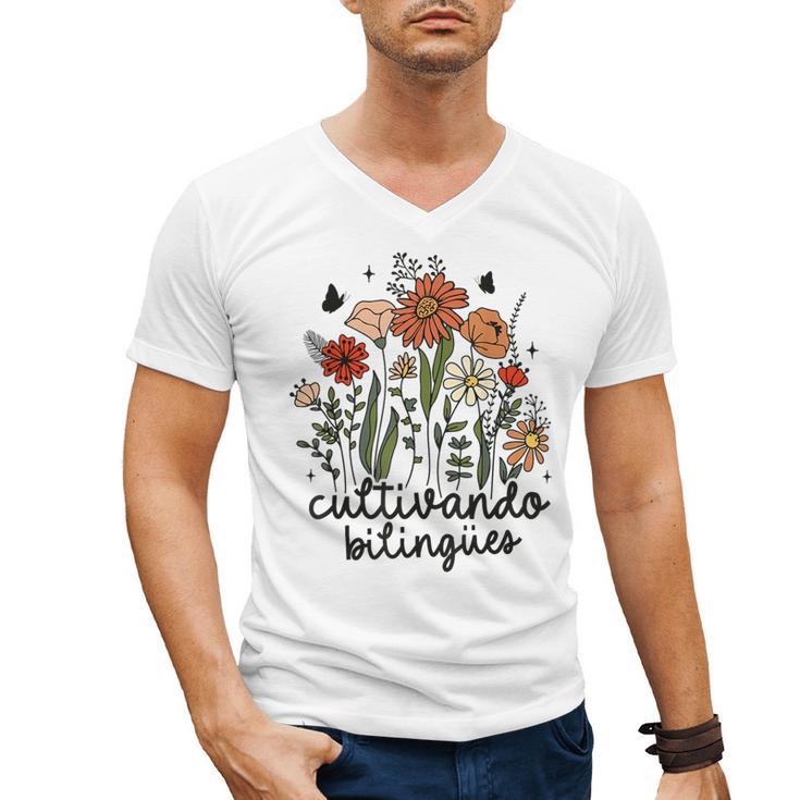 Cultivando Bilingues Dual Language Crew Bilingual Teacher Men Women Girls Kids Men's V-Neck T-Shirt