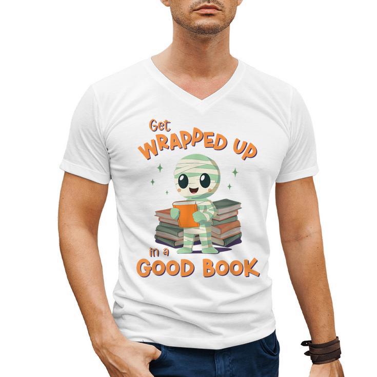 Cute Halloween Teacher Librarian Mummy Reading Books Men's V-Neck T-Shirt, trending gift