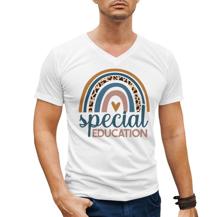 Cute Special Education Leopard Print SPED Teacher Idea Men's V-Neck T-Shirt