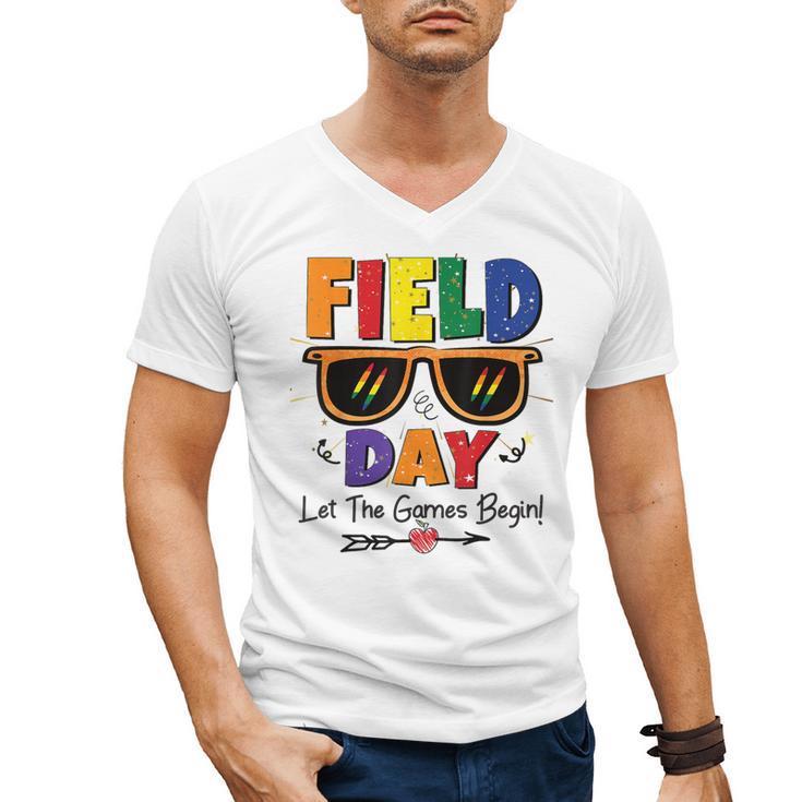 Field Day 2025 Let The Games Begin Kids Boys Girls Teachers Men's V-Neck T-Shirt