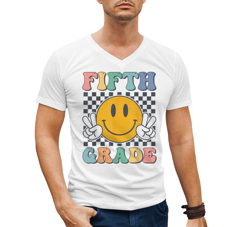 Fifth Grade Team Teachers Boys Girls Retro Smile 5th Grade Men's V-Neck T-Shirt