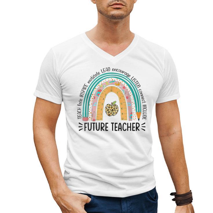 Future Teacher Cute Rainbow Leopard Teacher Outfit For Men Women Girls Kids Men's V-Neck T-Shirt