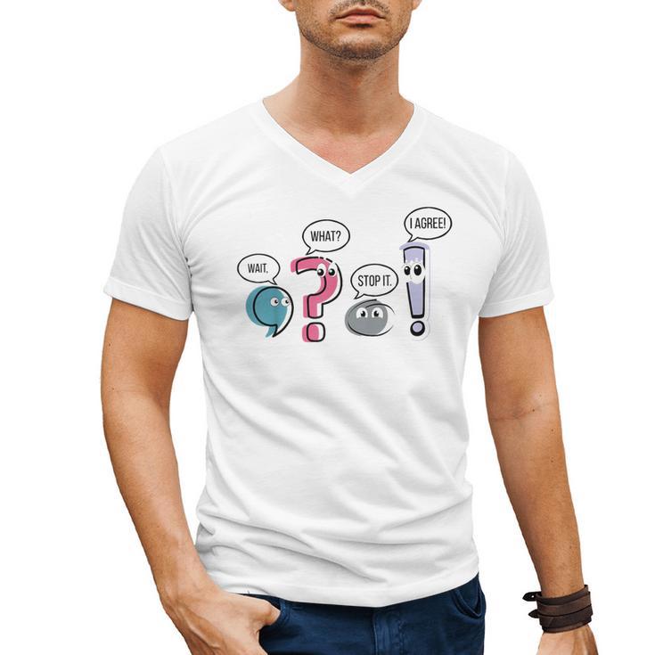 Grammar Teacher Punctuation English First Day Back To School Men's V-Neck T-Shirt