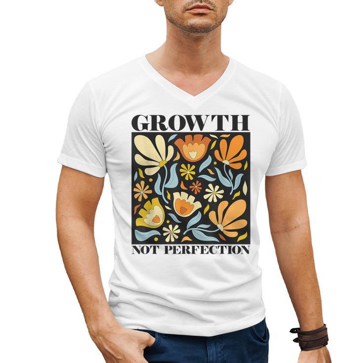 Growth Not Perfection Abstract Florals SPED Teacher Men's V-Neck T-Shirt
