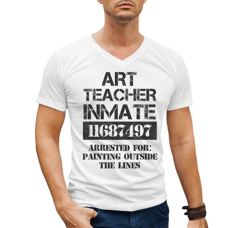 Halloween Art Teacher Prisoner Costume Men's V-Neck T-Shirt