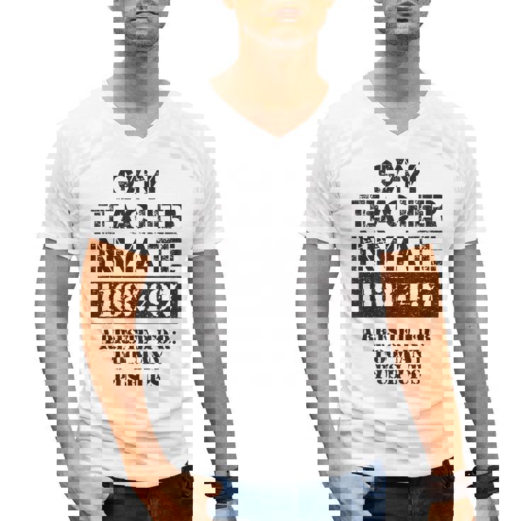 Halloween Gym Teacher Prisoner Costume Men&#x27;s V-Neck T-Shirt