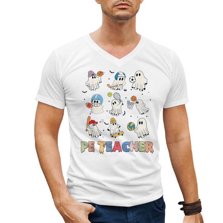 Halloween PE Teacher Spooky Physical Education Teacher Men's V-Neck T-Shirt
