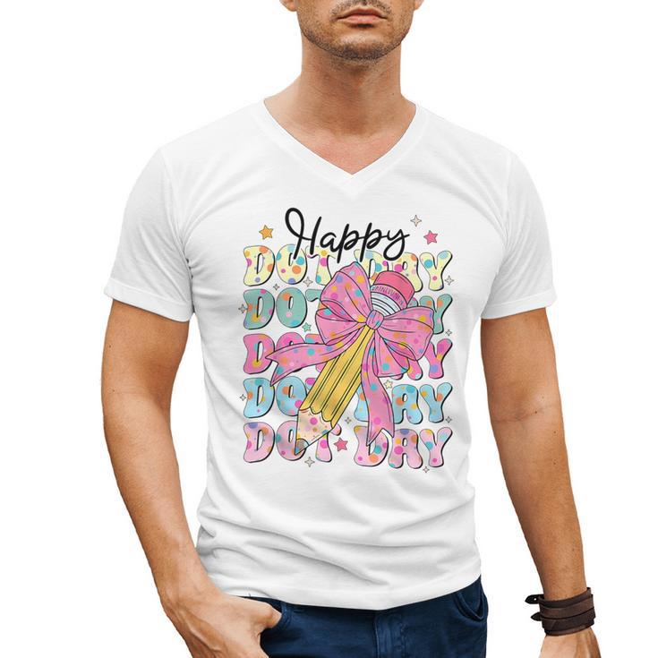Happy Dot Day 2025 Coquette Bow Teachers Kids Boys Girls Men's V-Neck T-Shirt