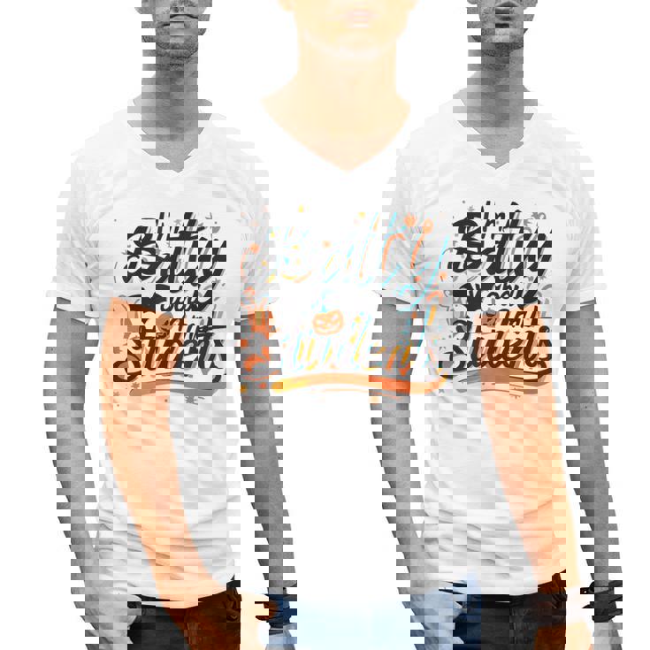 I&#x27;m Batty About My Students Watercolor Bat Teacher Halloween Men&#x27;s V-Neck T-Shirt