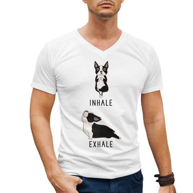Inhale Exhale Yoga Boston Terrier Tshirt Men's V-Neck T-Shirt