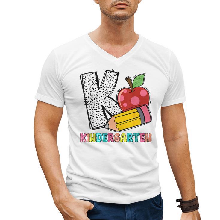 K Is For Kindergarten Teacher Pencil Apple Back To School Men's V-Neck T-Shirt, trending gift K Is For Kindergarten Teacher Pencil Apple Back To School Men's V-Neck T-Shirt, trending gift