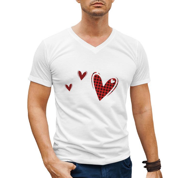 Kindergarten Has My Heart Buffalo Print Teacher Valentine Men's V-Neck T-Shirt