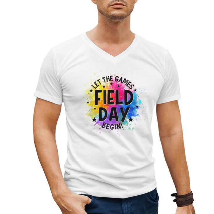 Let The Games Begin Field Day Fun Day Teachers Boys Girls Men's V-Neck T-Shirt