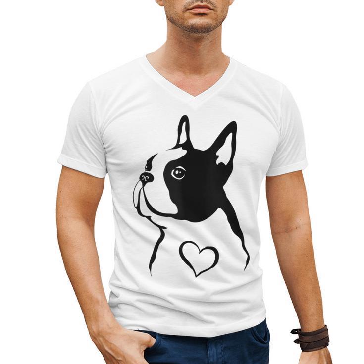 I Love My Boston Terrier Dog With Heart Men's V-Neck T-Shirt