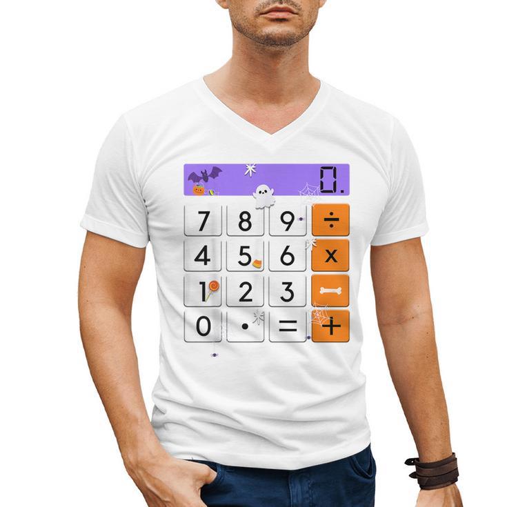 Math Teacher Halloween Costume Calculator Math Pun Men's V-Neck T-Shirt