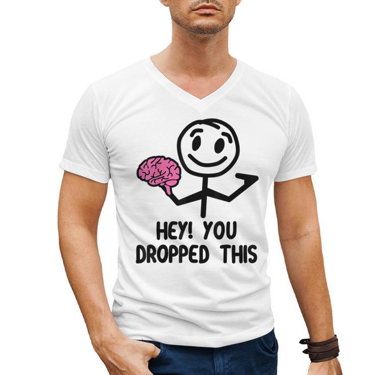 Nerdy Hey You Dropped This Brain Math Teacher Men's V-Neck T-Shirt