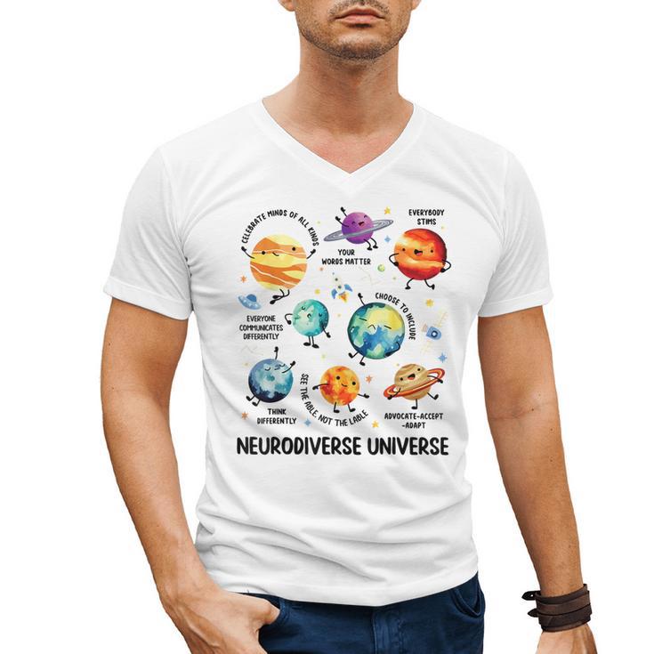 Neurodiverse Universe Space Planet Special Education Teacher Men's V-Neck T-Shirt