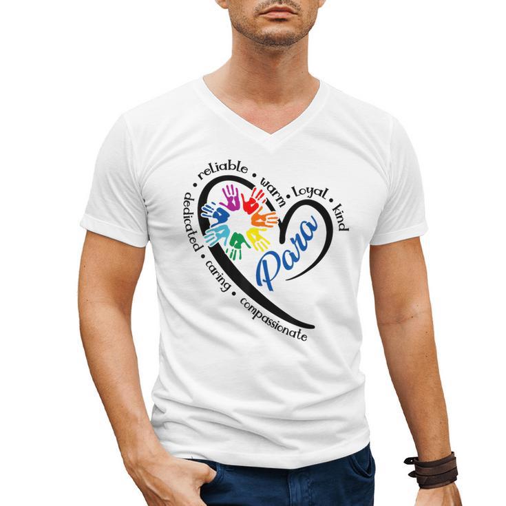 Para Heart Teacher Paraprofessional Paraeducator Men Women Men's V-Neck T-Shirt