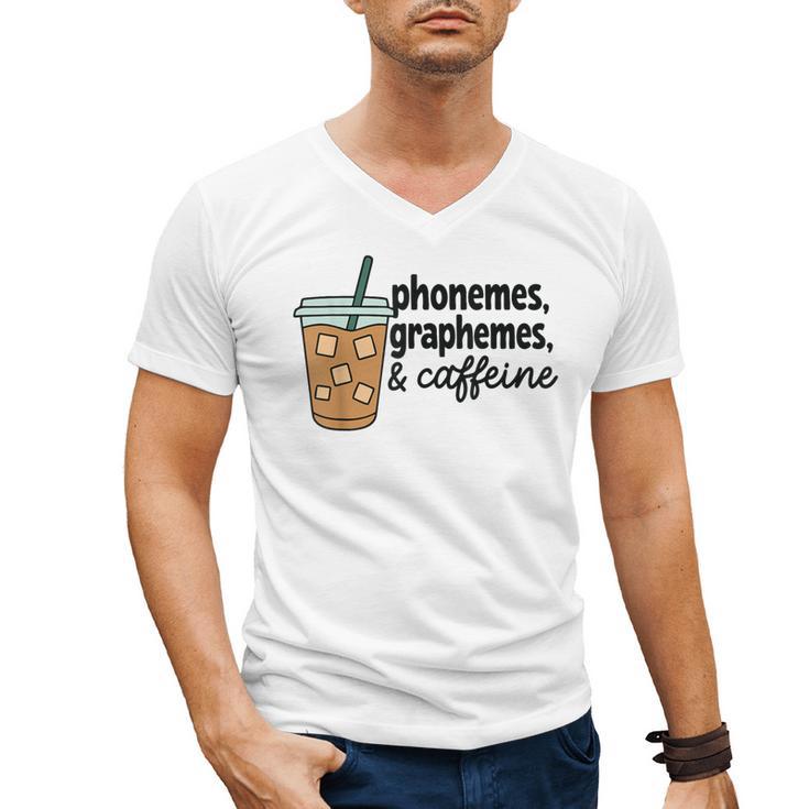 Phonemes Graphemes And Caffeine Coffee Teacher Appreciation Men's V-Neck T-Shirt