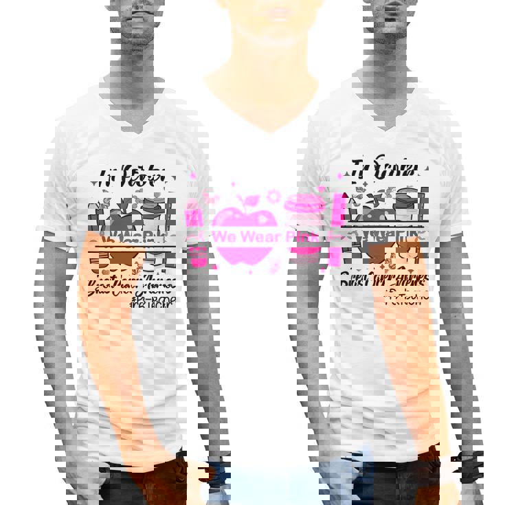 Pre-k Teacher In October We Wear Pink Breast Cancer Men&#x27;s V-Neck T-Shirt