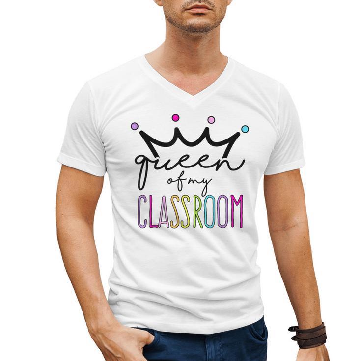 Queen Of My Classroom Colorful Teacher For Men Women Men's V-Neck T-Shirt