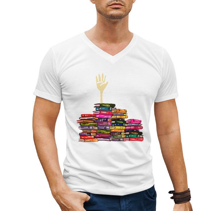 Reading Books Librarian Reader Nerd I'm Ok Teacher School Men's V-Neck T-Shirt