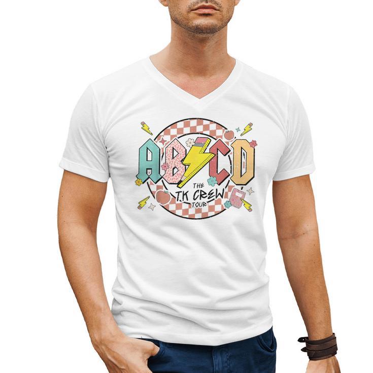 Retro ABCD Transitional Kindergarten Teacher Tour TK Teacher Men's V-Neck T-Shirt, trending gift Retro ABCD Transitional Kindergarten Teacher Tour TK Teacher Men's V-Neck T-Shirt, trending gift