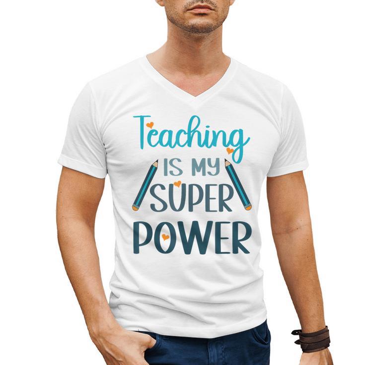 Retro Groovy Teaching Is My Super Power Teacher's Present Men Women Men's V-Neck T-Shirt